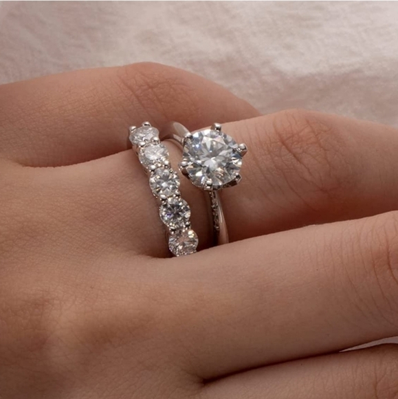 CERTIFIED 18k White Gold 1.50cttw Diamond Ring Engagement Moissanite 925 Wedding - Picture 2 of 6